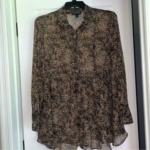 Lane Bryant 18/20 Tops Long Sleeves Sheer Blouse Animal Print